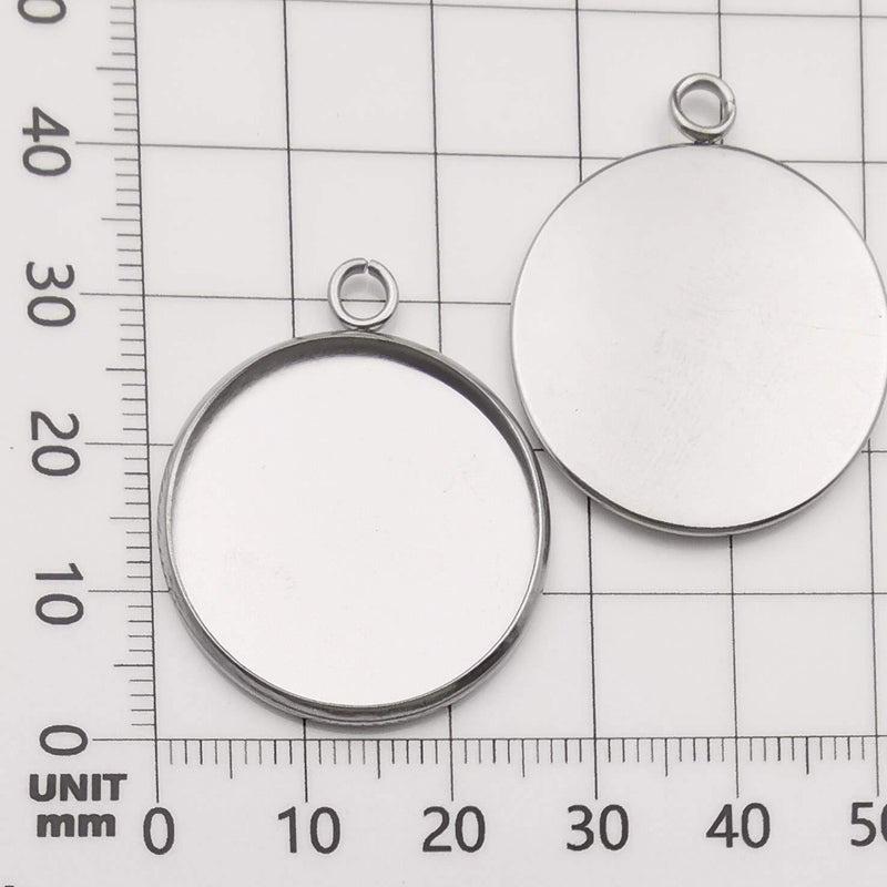 WOCRAFT 20 Pcs Fit 25mm Stainless Steel Round Blank Bezel Pendant Trays Base Cabochon Settings Charms for Jewelry Making (10167-25mm-20pcs) - Image 2